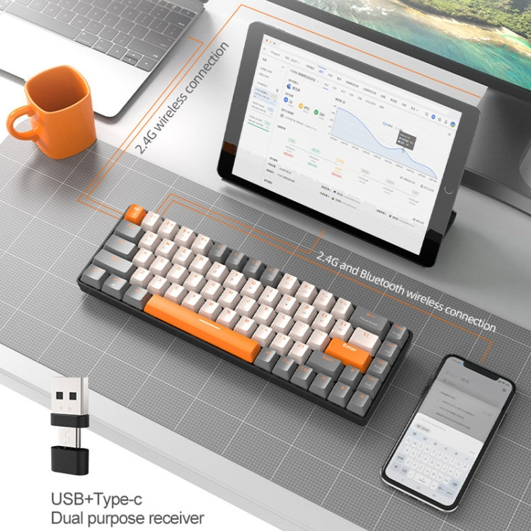 ZIYOU LANG K68 68 Keys Bluetooth Wireless Dual Model Mechanical Keyboard, Style: Red Shaft Version (Shimmering) - free shipping - PMC Jewellery - Order now!