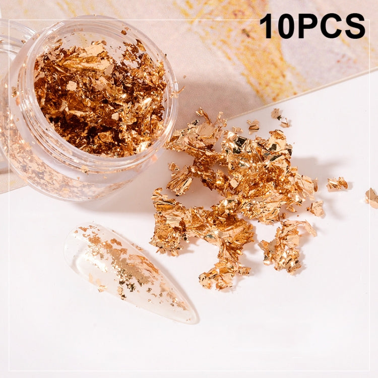 10 PCS K Gold Tin Foil Nail Decoration Nail Polish Adhesive Sticker(05 Champagne Gold) - Nail Stickers by PMC Jewellery | Online Shopping South Africa | PMC Jewellery | Buy Now Pay Later Mobicred