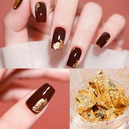 10 PCS K Gold Tin Foil Nail Decoration Nail Polish Adhesive Sticker(05 Champagne Gold) - Nail Stickers by PMC Jewellery | Online Shopping South Africa | PMC Jewellery | Buy Now Pay Later Mobicred