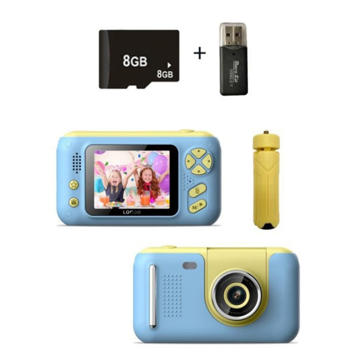 2.4 Inch Children HD Reversible Photo SLR Camera, Color: Yellow Blue + 8G Memory Card + Card Reader - Children Cameras by PMC Jewellery | Online Shopping South Africa | PMC Jewellery | Buy Now Pay Later Mobicred