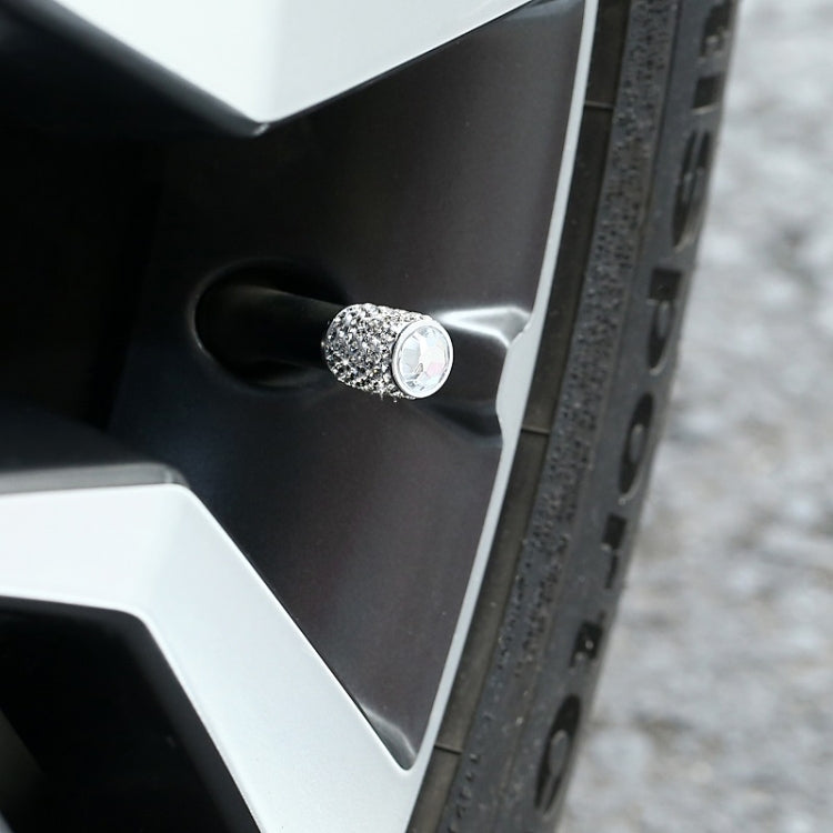 Car Tyre Aluminium Full Diamond Valve Cap With Seal(Dark Blue) - Tire Valve Caps by PMC TechLife | Online Shopping South Africa | PMC TechLife | Buy Now Pay Later Mobicred