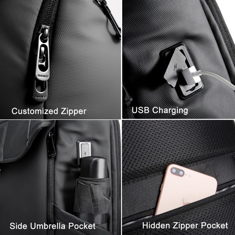 BANGE BG-2575  Anti theft Waterproof Laptop Backpack 15.6 Inch Daily Work Business Backpack(Black) - free shipping - PMC Jewellery - Order now!