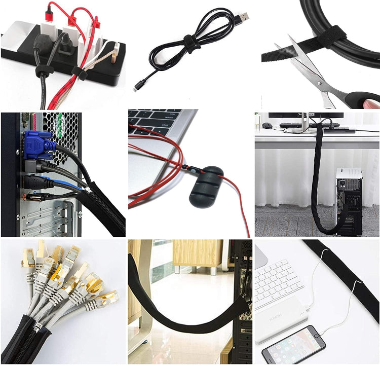 3 In 1 5m Kit  Cord Management Organizer Kit Cable Sleeve With Zipper Cable Clip - Cable Organizer by PMC Jewellery | Online Shopping South Africa | PMC Jewellery | Buy Now Pay Later Mobicred