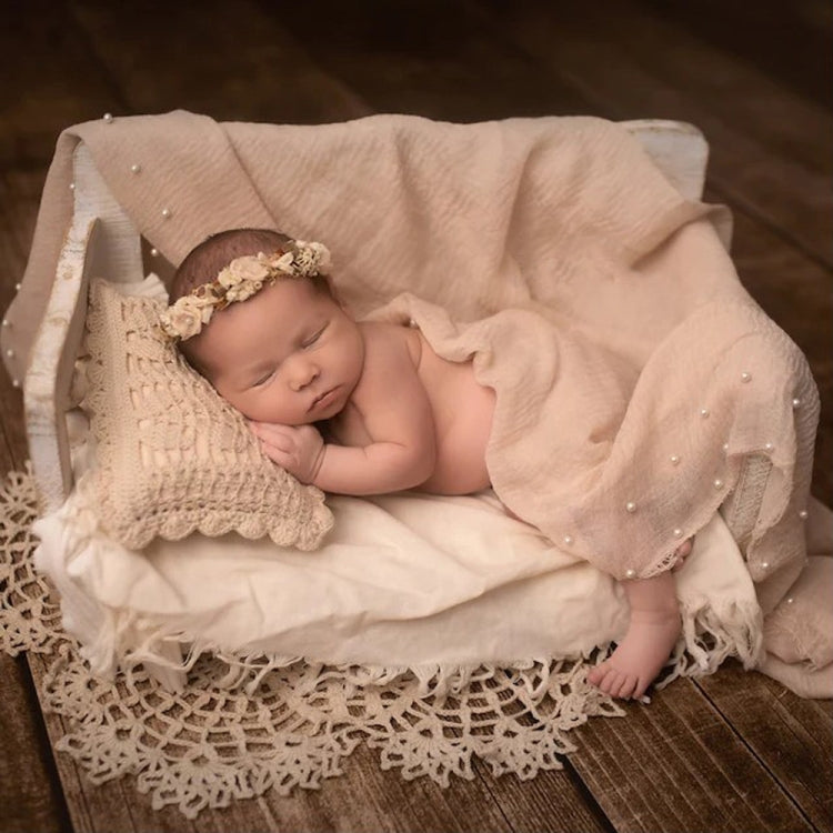 Hollow Lace Round Blanket + Pillow Suit Baby Photography Props(White) - free shipping - PMC TechLife - Order now!
