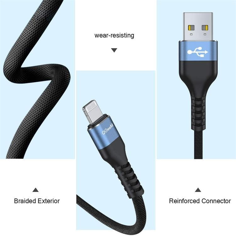 QGeeM MF01 USB-A To 8 Pin Phone Tablet Fast Charging Data Cable, Length: 1m - Normal Style Cable by QGeeM | Online Shopping South Africa | PMC Jewellery | Buy Now Pay Later Mobicred