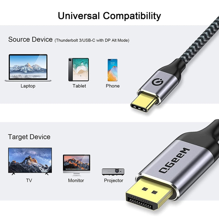 QGeeM QG-UA13 Type-C To DP 4K 60Hz Nylon Braided Adapter Cable, Length: 3m - free shipping - PMC Jewellery - Order now!