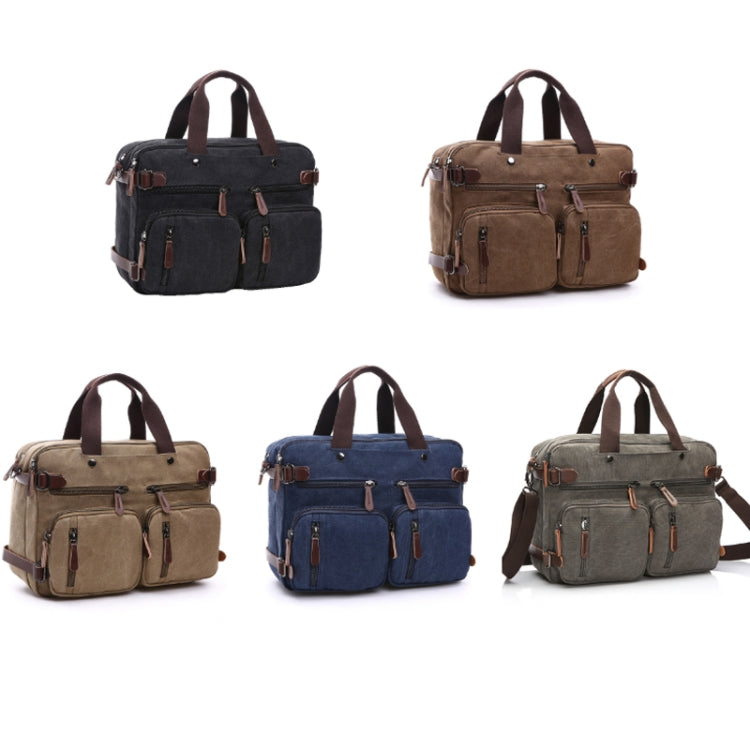 Casual Canvas Three-Purpose Business Briefcase Computer Bag, Color: Khaki Small - Handbags by PMC Jewellery | Online Shopping South Africa | PMC Jewellery