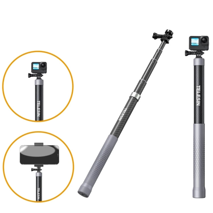 TELESIN 1.2m Carbon Fiber Monopod Selfie Stick With 1/4 Screw For Action Cameras - Extendable Pole by TELESIN | Online Shopping South Africa | PMC Jewellery