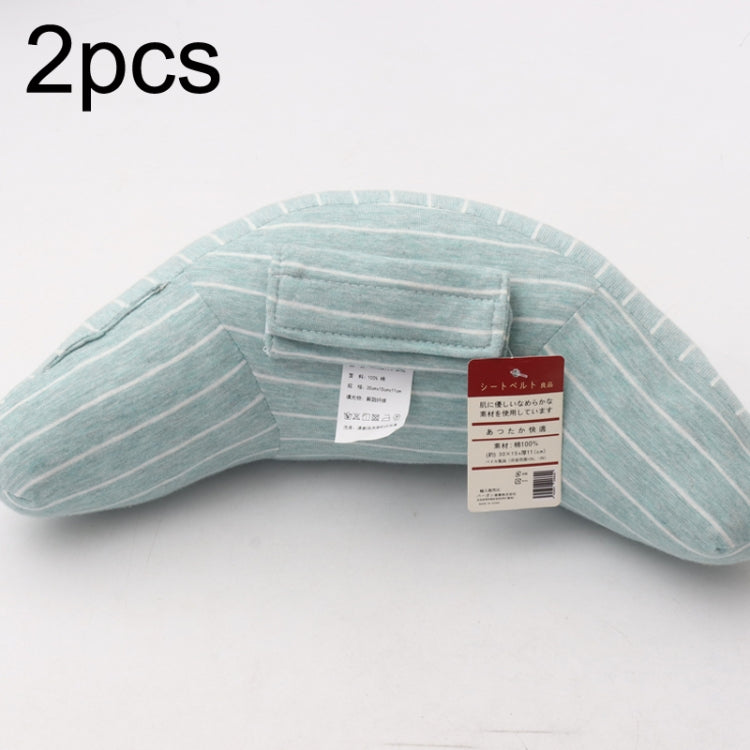 2pcs Children Neck Headrest Comfortable Shoulder Cover Car Neck Guard Pillow(Green Strip) - free shipping - PMC Jewellery - Order now!