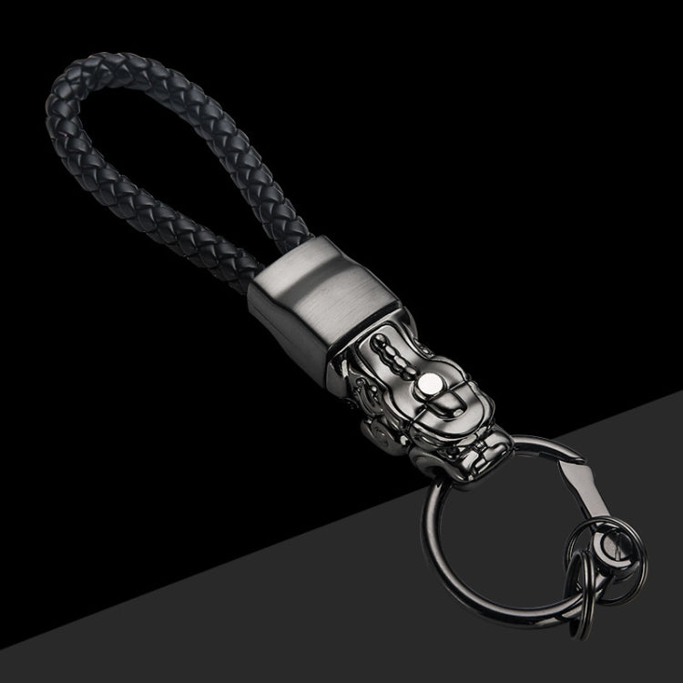 Braided Leather Rope Brave Troops Keychain With LED Light Metal Pendant(Black+Black Rope) - Key Rings by PMC Jewellery | Online Shopping South Africa | PMC Jewellery | Buy Now Pay Later Mobicred