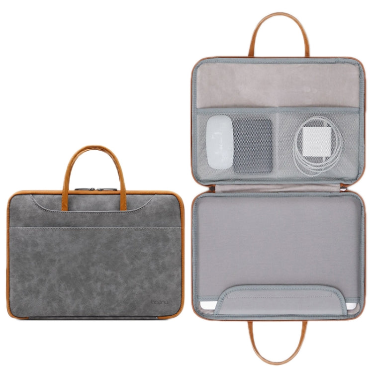 Baona Leather Fully Open Portable Waterproof Computer Bag, Size: 15/15.6/16 inches(Gray Brown) - free shipping - PMC Jewellery - Order now!