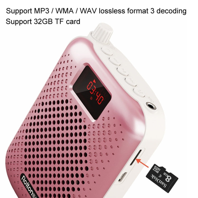Rolton K500 Bluetooth Audio Speaker Megaphone Voice Amplifier Support FM TF Recording(Rose Gold) - Microphone by Rolton | Online Shopping South Africa | PMC TechLife | Buy Now Pay Later Mobicred