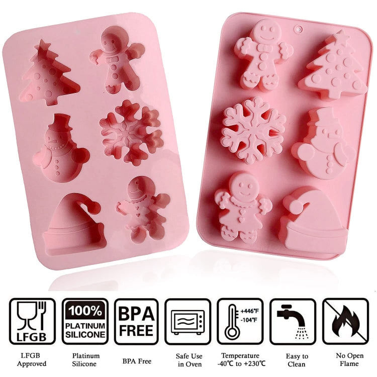 6 Cavity Cake Mold Food Grade Non-Stick Silicone Merry Christmas Festival Dessert Making Mould(Style 2) - Food Molds by PMC Jewellery | Online Shopping South Africa | PMC Jewellery