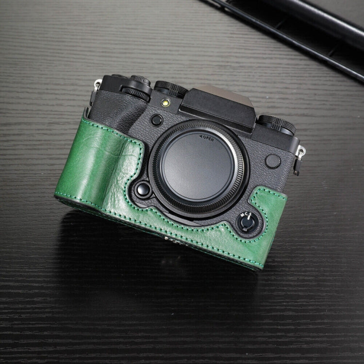 For FUJIFILM X-T5 Camera Cowhide Bag Anti-scratch Protective Case Base Cover(Green) - Leather Bag by PMC TechLife | Online Shopping South Africa | PMC TechLife | Buy Now Pay Later Mobicred