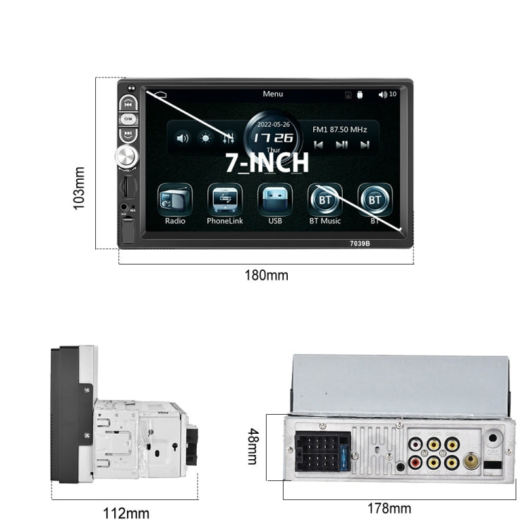 A3061 7 Inches MP5 Bluetooth Player Universal Wired CarPlay Reversing Image Integrated, Style: Standard+12 Lights Camera - Car MP3 & MP4 & MP5 by PMC TechLife | Online Shopping South Africa | PMC TechLife | Buy Now Pay Later Mobicred