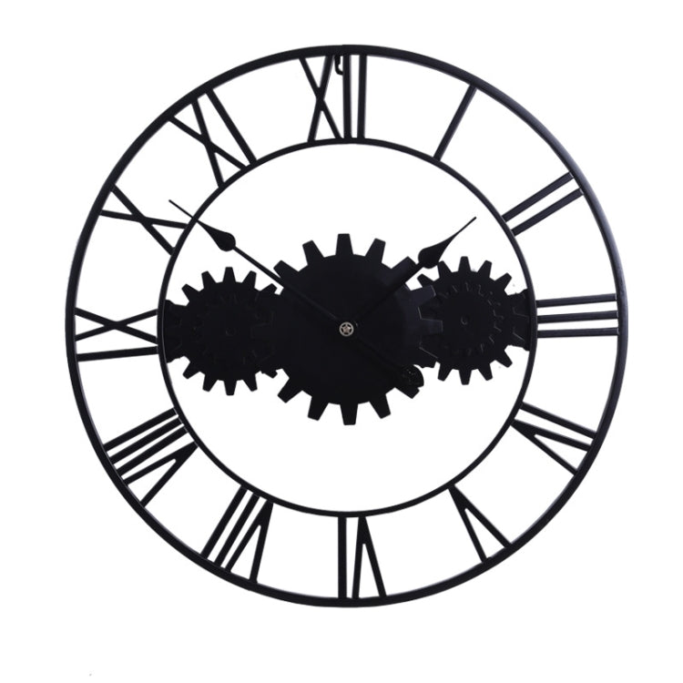 60cm Vintage Iron Round Gear Wall Clock Silent Large Art Clock(Silver+Silver Needle) - free shipping - PMc TechLife - Order now!