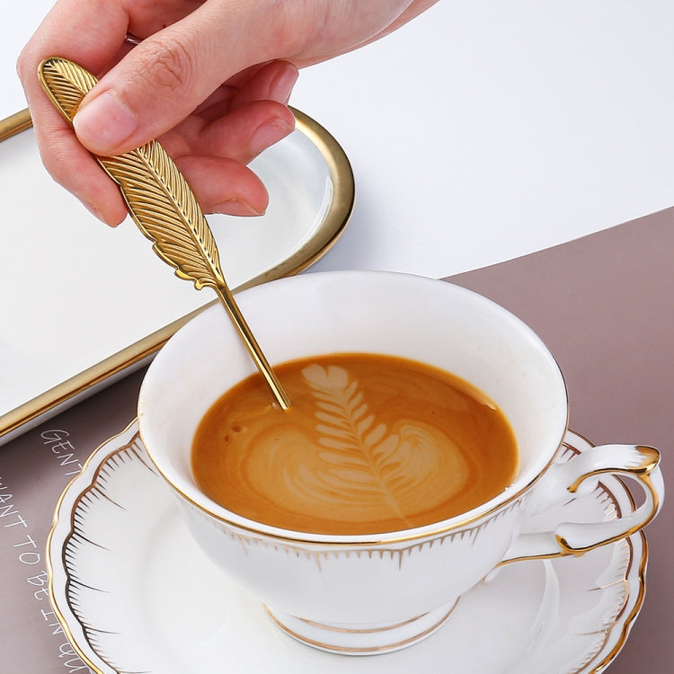 304 Stainless Steel Feather Spoon Fork Literary Tableware,Style: 2 In 1 True Color- Blue Box - free shipping - PMC TechLife - Order now!