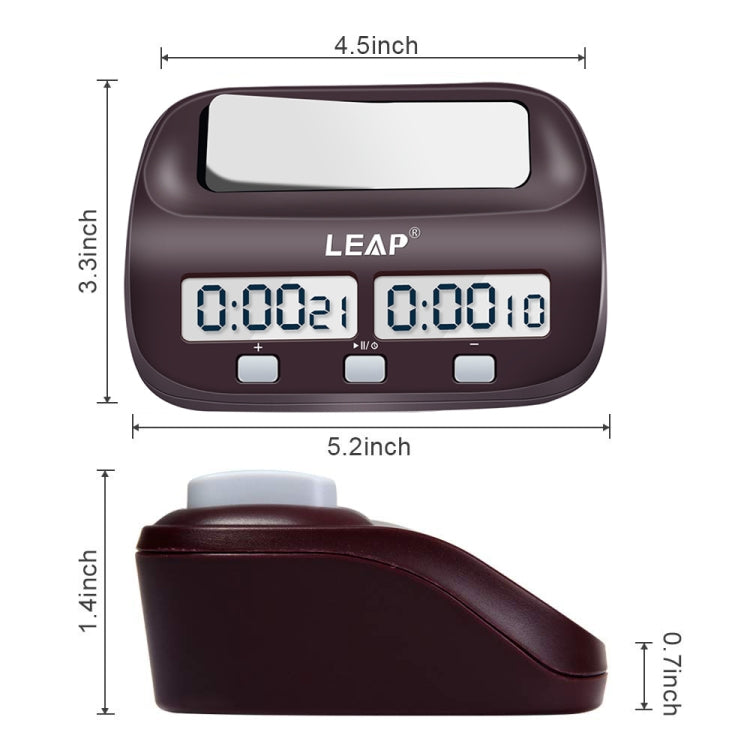 LEAP PQ9907S Chess Clock International Chess Go Clock(Wine Red) - Alarm Clocks by LEAP | Online Shopping South Africa | PMc TechLife | Buy Now Pay Later Mobicred