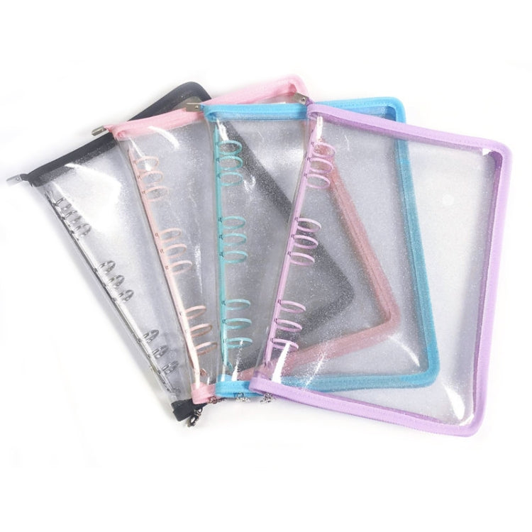 B5 9 Rings Loose-leaf Journal Clear PVC Cover Zipper Planner Notebook Without Inner Pages(Purple) - Notebooks by PMc TechLife | Online Shopping South Africa | PMc TechLife | Buy Now Pay Later Mobicred