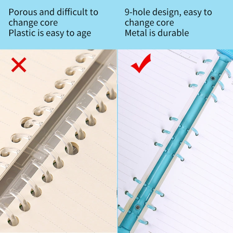 B5 9 Rings Loose-leaf Journal Clear PVC Cover Zipper Planner Notebook Without Inner Pages(Purple) - Notebooks by PMc TechLife | Online Shopping South Africa | PMc TechLife | Buy Now Pay Later Mobicred