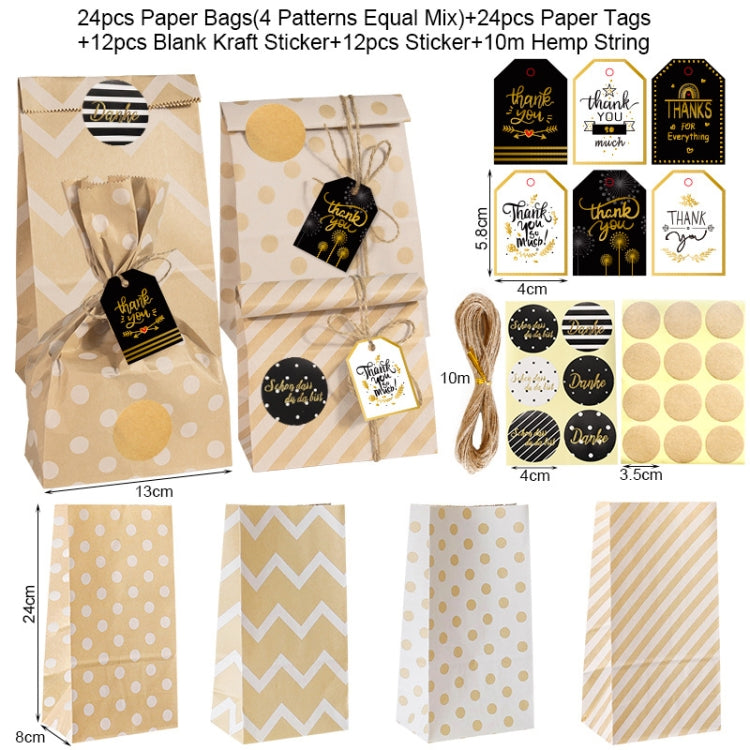 24 In 1 Point Striped Cowhide Paper Bag Retro Thanks Gift Bag Party Bakery Biscuits Candy Bag(Style 1) - Gift Bags & Wrapping Supplies by PMC TechLife | Online Shopping South Africa | PMC TechLife