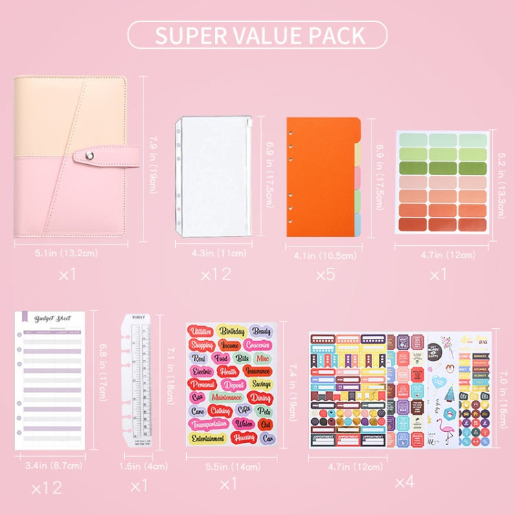 A6 YMX-012 PU Leather Budget Binder Notebook Macaron Color Matching Handbook(Orange+Brown) - Notebooks by PMc TechLife | Online Shopping South Africa | PMc TechLife | Buy Now Pay Later Mobicred