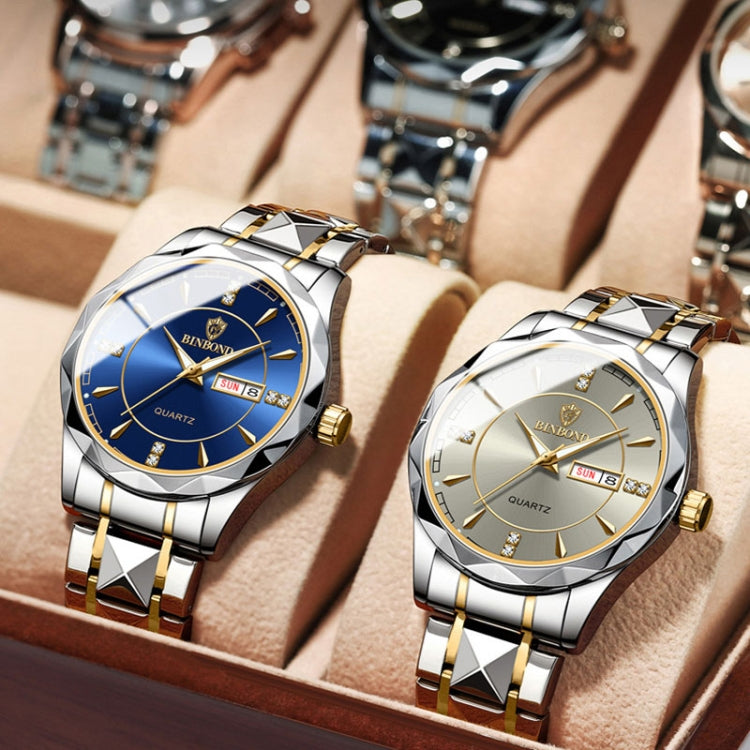 BINBOND B5552 Luminous Multifunctional Business Calendar Quartz Watch(Female-Inter-gold-White) - free shipping - PMC TechLife - Order now!