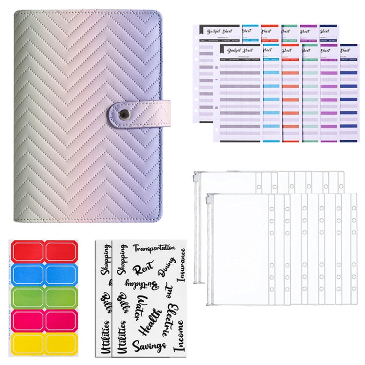 A6 PU Macaron Gradient Color Loose-leaf Notepad Notebook Budget Book(Purple) - Notebooks by PMC TechLife | Online Shopping South Africa | PMC TechLife