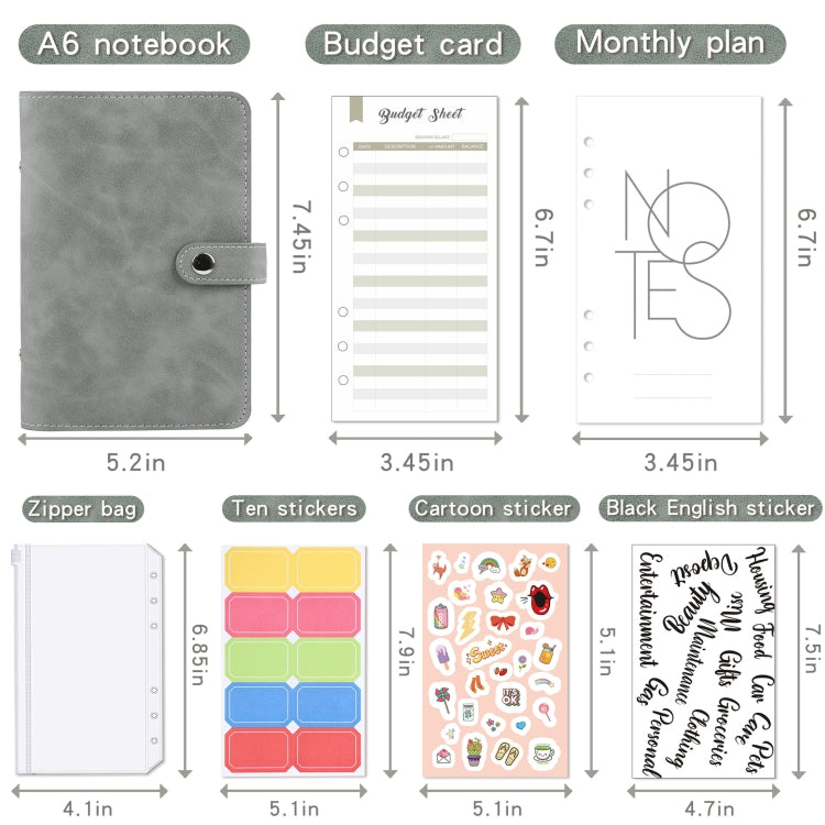 H666 A6 Loose-leaf Binder Cash Budget Handbook Vintage PU Leather Notebook with Window(Treasure Blue) - Notebooks by PMc TechLife | Online Shopping South Africa | PMc TechLife | Buy Now Pay Later Mobicred