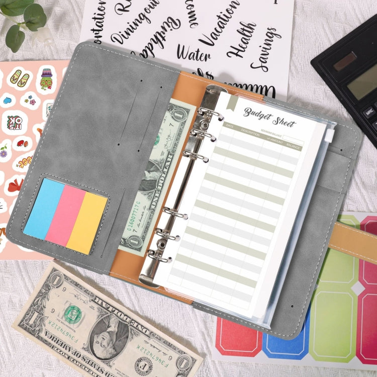 H666 A6 Loose-leaf Binder Cash Budget Handbook Vintage PU Leather Notebook with Window(Amber Brown) - Notebooks by PMC TechLife | Online Shopping South Africa | PMC TechLife | Buy Now Pay Later Mobicred
