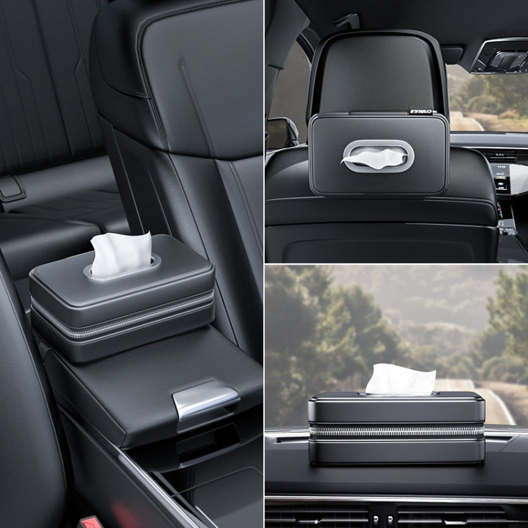 Car Sunshade Board Seat Back Tissue Box Multi-functional Elastic Belt Leather Paper Box(Black) - Tissue Boxes by PMC TechLife | Online Shopping South Africa | PMC TechLife | Buy Now Pay Later Mobicred