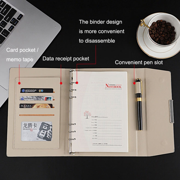 6 Hole Three Fold Loose-leaf Case A5 Business Notebook Office Stationery Notepad(Black) - Notebooks by PMc TechLife | Online Shopping South Africa | PMc TechLife | Buy Now Pay Later Mobicred
