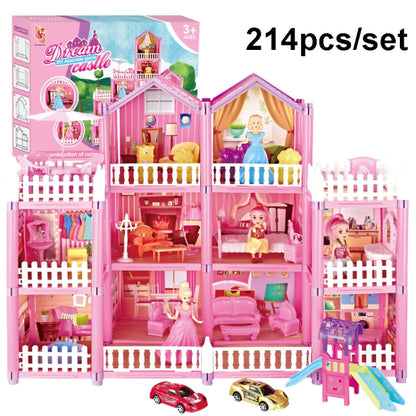 DSJ55-B 214pcs/set Children Passing Domestic Toy Doll House Princess Castle Set Simulation Disguise House - Pretend Play Toys by PMC Jewellery | Online Shopping South Africa | PMC Jewellery