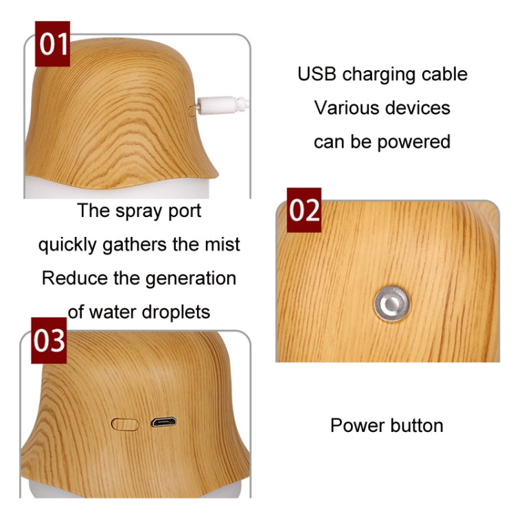 Desktop USB Humidifier Wood Grain Air Aromatherapy Night Light(Dark Color) - free shipping - PMC TechLife - Order now!