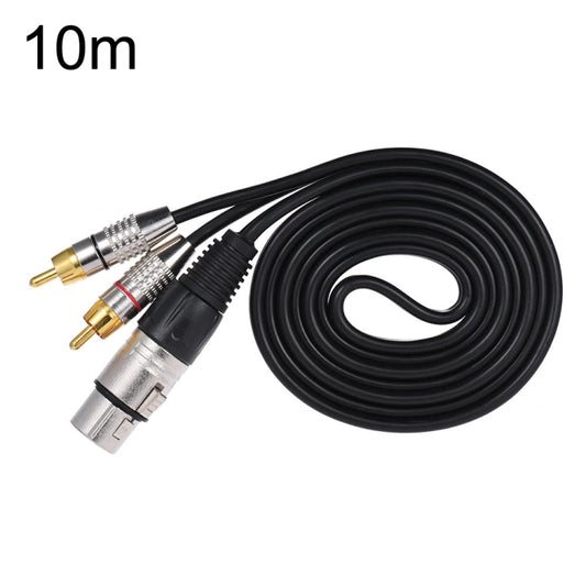 XLR Female To 2RCA Male Plug Stereo Audio Cable, Length: 10m - Microphone Audio Cable & Connector by PMC Jewellery | Online Shopping South Africa | PMC Jewellery | Buy Now Pay Later Mobicred