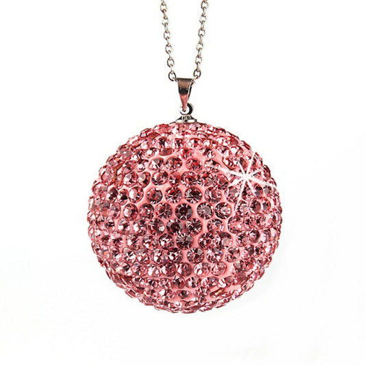 Car Diamond Crystal Ball Rearview Mirror Decoration Pendant(Pink) - Ornaments by PMC Jewellery | Online Shopping South Africa | PMC Jewellery | Buy Now Pay Later Mobicred