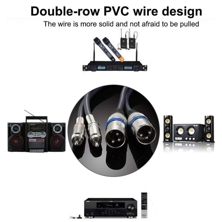 2RCA Male 2XLR Caron Male Speaker Audio Balance Cable, Length: 3m - Microphone Audio Cable & Connector by PMC TechLife | Online Shopping South Africa | PMC TechLife | Buy Now Pay Later Mobicred
