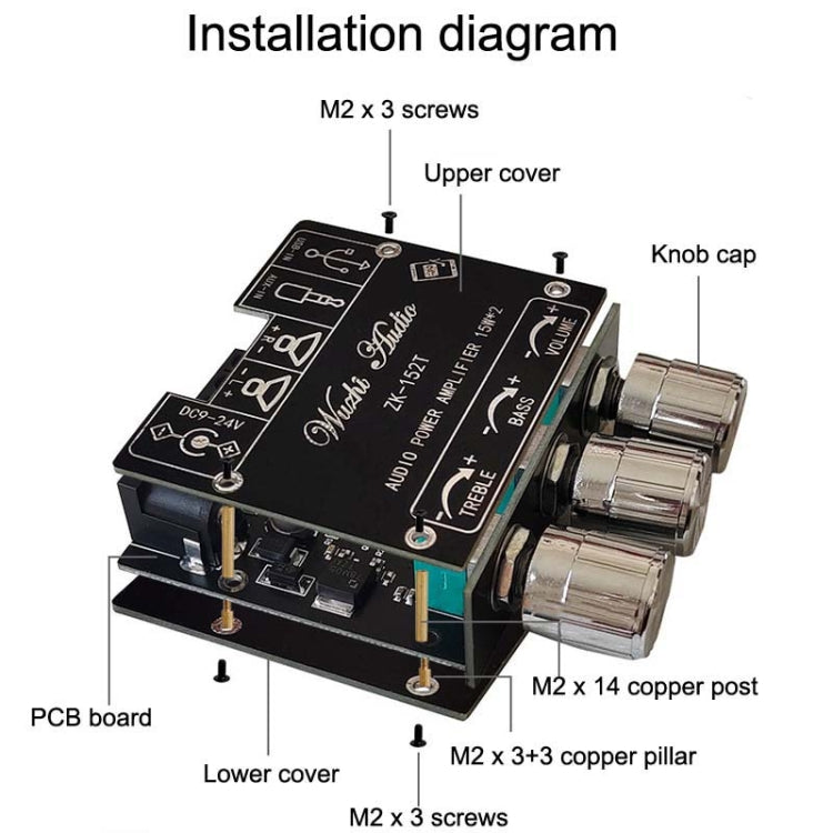 ZK-152 Mini Bluetooth 5.1 Receiving Audio Module With Power Amplifier Digital D Stereo Dual Channel - Breadboard / Amplifier Board by PMC TechLife | Online Shopping South Africa | PMC TechLife | Buy Now Pay Later Mobicred