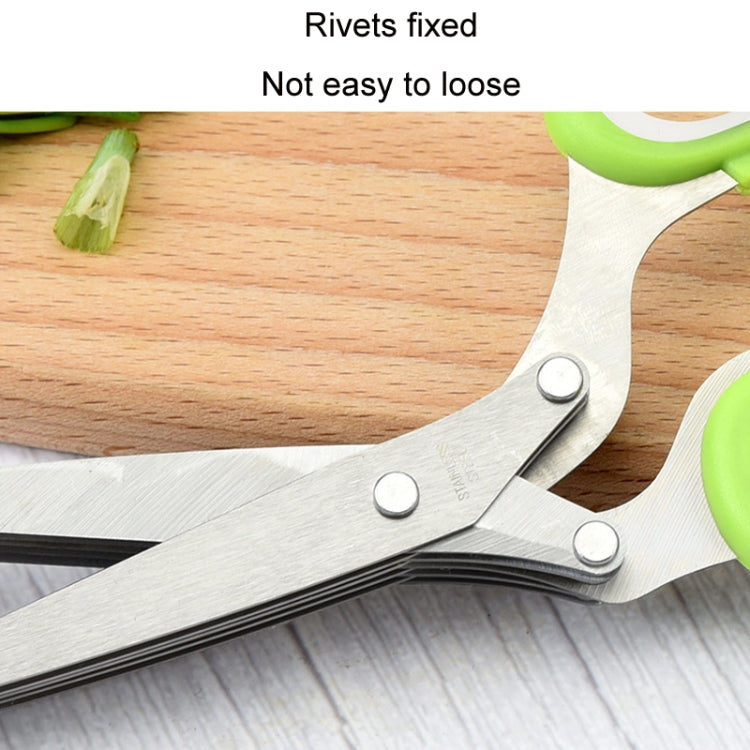 Five-Layer Vegetable Scissors Office Shredding Stainless Steel Scissors(Green Gray) - Cutter & Peeler by PMC TechLife | Online Shopping South Africa | PMC TechLife