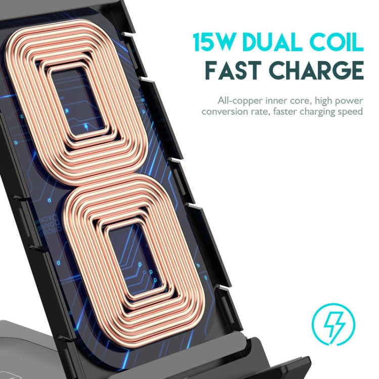 Z252 6-In-1 Wireless Charging Stand Dock With USB-C/Type-C Port & 8 Pin Charge Cable(Black) - Wireless Charger by PMC Jewellery | Online Shopping South Africa | PMC Jewellery | Buy Now Pay Later Mobicred