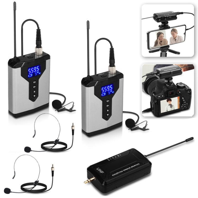 Q6 1 Drag 2 Wireless Lavalier Head Wear With Stand USB Computer Recording Microphone Live Phone SLR Lavalier Microphone - Microphone by PMC TechLife | Online Shopping South Africa | PMC TechLife | Buy Now Pay Later Mobicred