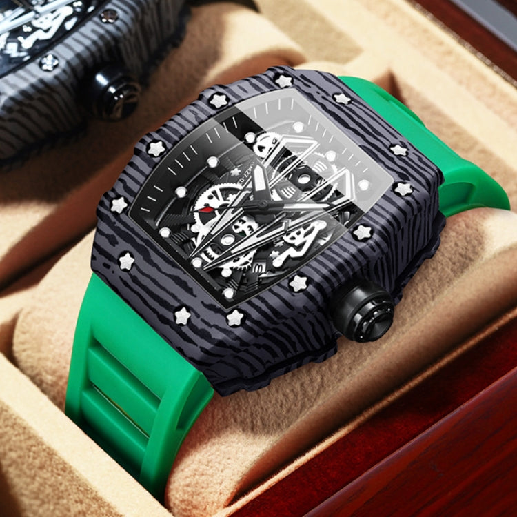 BINBOND B6577 Barrel Shape 30m Waterproof Sports Quartz Watch(Green Silicon-Black-Black) - free shipping - PMC TechLife - Order now!