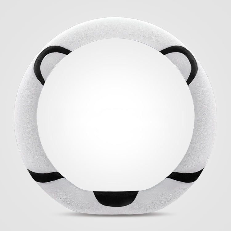 Car Steering Wheel Cartoon Short Fluff Handle Cover, Size: 38cm(Black White D Shape) - Seat Belts & Padding by PMC TechLife | Online Shopping South Africa | PMC TechLife | Buy Now Pay Later Mobicred