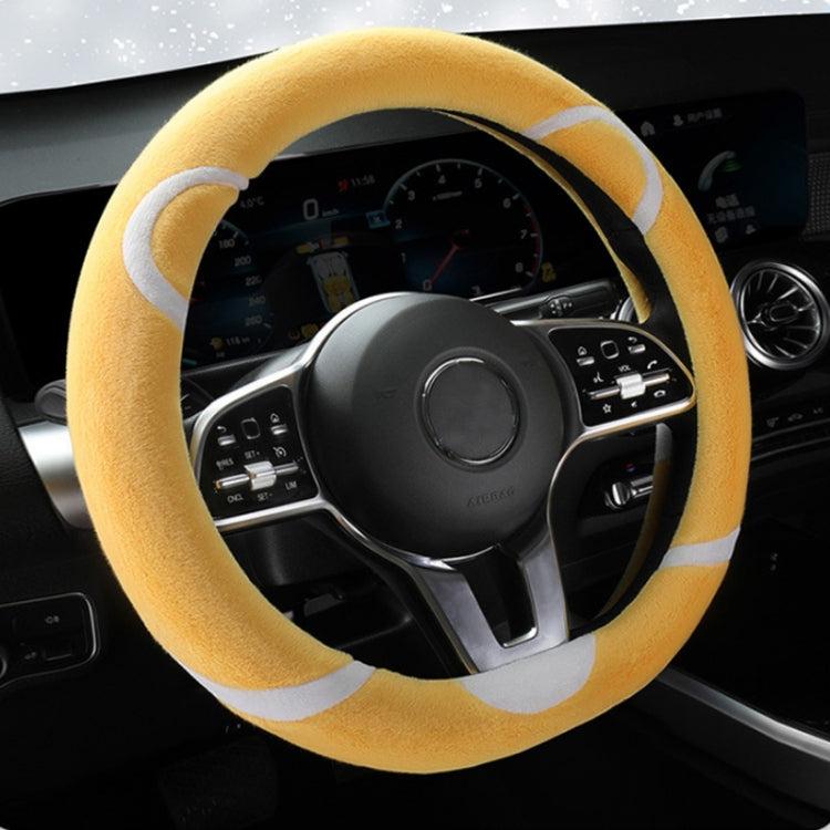 Car Steering Wheel Cartoon Short Fluff Handle Cover, Size: 38cm(Yellow D Shape) - Seat Belts & Padding by PMC TechLife | Online Shopping South Africa | PMC TechLife | Buy Now Pay Later Mobicred