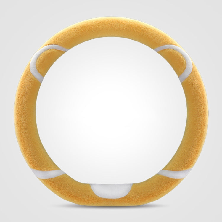 Car Steering Wheel Cartoon Short Fluff Handle Cover, Size: 38cm(Yellow D Shape) - Seat Belts & Padding by PMC TechLife | Online Shopping South Africa | PMC TechLife | Buy Now Pay Later Mobicred