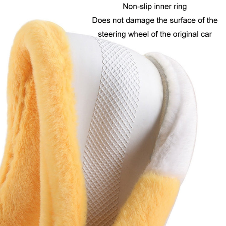 Car Steering Wheel Cartoon Short Fluff Handle Cover, Size: 38cm(Yellow D Shape) - Seat Belts & Padding by PMC TechLife | Online Shopping South Africa | PMC TechLife | Buy Now Pay Later Mobicred