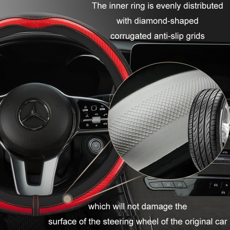 Car Steering Wheel Carbon Fiber Breathable Wear-resistant Leather Case, Size: 38cm(Yellow D Shape) - Seat Belts & Padding by PMC TechLife | Online Shopping South Africa | PMC TechLife | Buy Now Pay Later Mobicred
