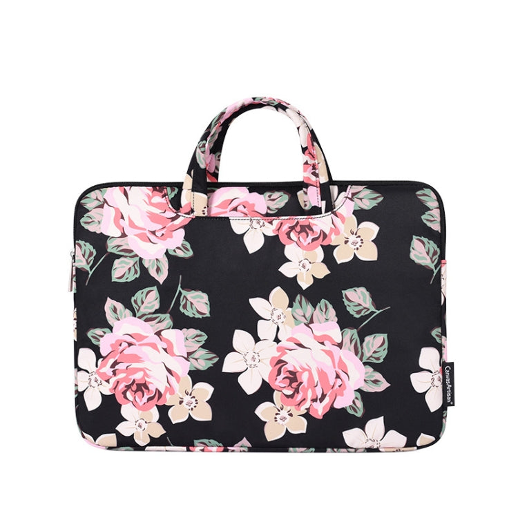 H40-B01 White Rose Pattern Laptop Case Bag Computer Liner Bag With Handle, Size: 15 Inch(Black) - 15 inch by PMC Jewellery | Online Shopping South Africa | PMC Jewellery | Buy Now Pay Later Mobicred
