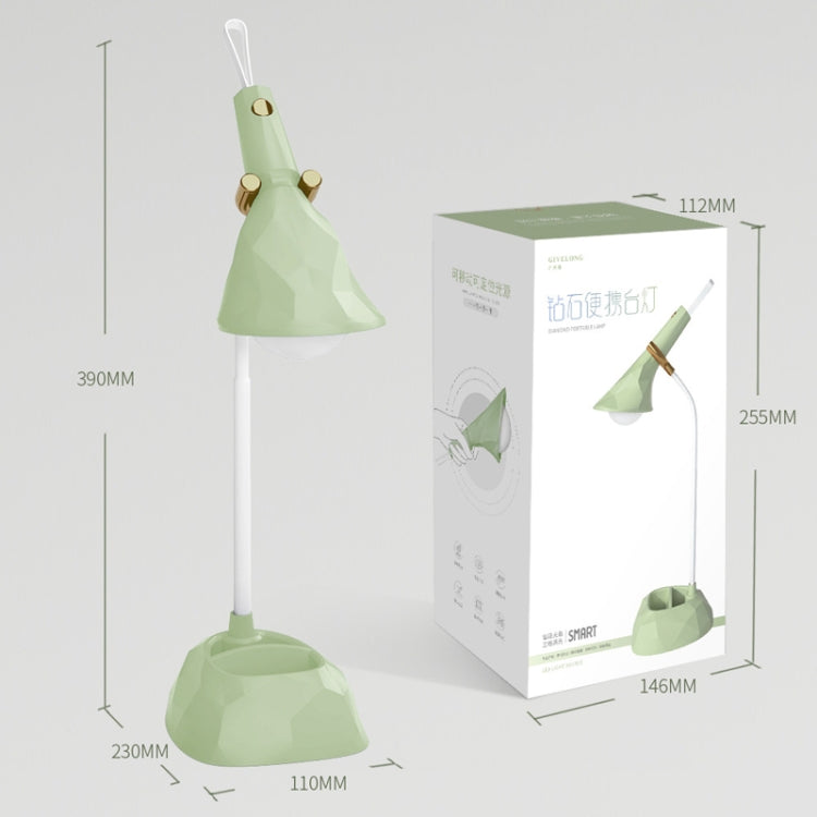 Base Removable Diamond Desk Lamp USB Charging 3-speed Color Temperature Night Light(301-2 Green) - Desk Lamps by PMC TechLife | Online Shopping South Africa | PMC TechLife | Buy Now Pay Later Mobicred