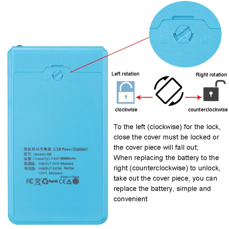 Q6 Removable 6 Sections 18650 Battery Box Charger Case, Style: Flash/Fast Charge(Blue) - Battery Storage Box by PMC TechLife | Online Shopping South Africa | PMC TechLife